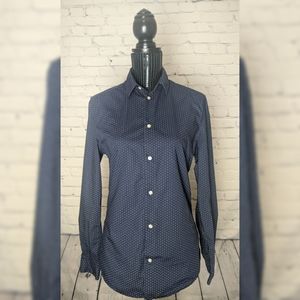 H&M Men's Sm Navy Blue Polka Dot Dress Shirt
